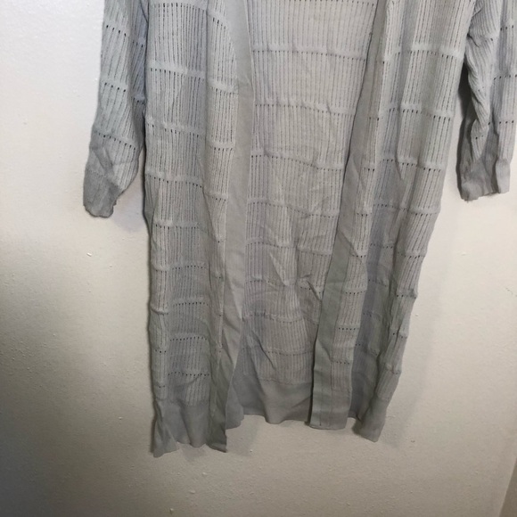 Open Cardigan Sweater 3/4 Sleeve Loose Open Knit Blue Gray - Picture 4 of 9